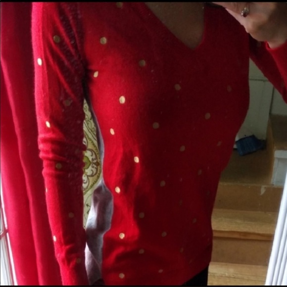 ‼️THRIFT ALERT MAKE OFFER J. Crew Polka Dot Sweater Split Color Shirt Top XS - Picture 6 of 7